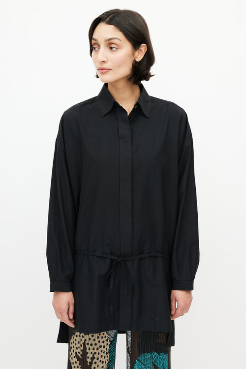 Issey Miyake Black Drawstring Long Shirt