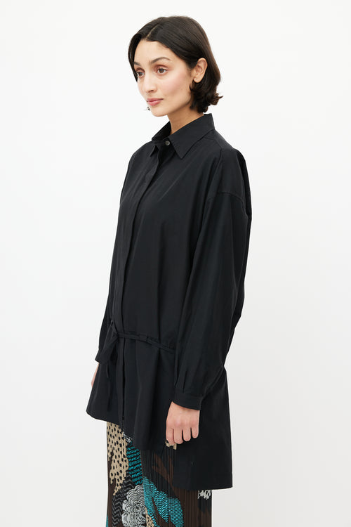 Issey Miyake Black Drawstring Long Shirt