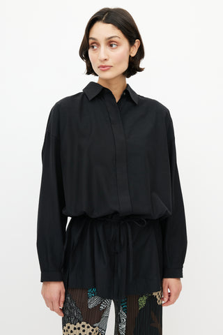 Issey Miyake Black Drawstring Long Shirt