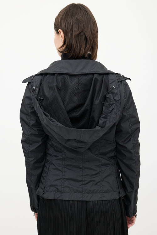 Issey Miyake Black Modular Zip Short Trench Jacket