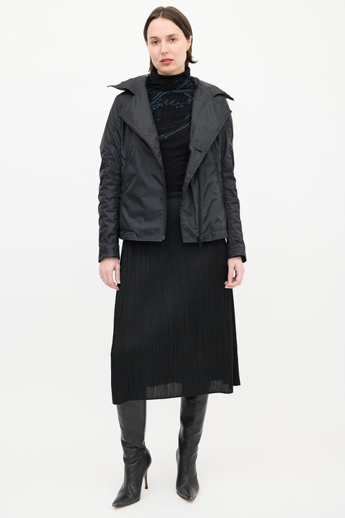 Issey Miyake Black Modular Zip Short Trench Jacket