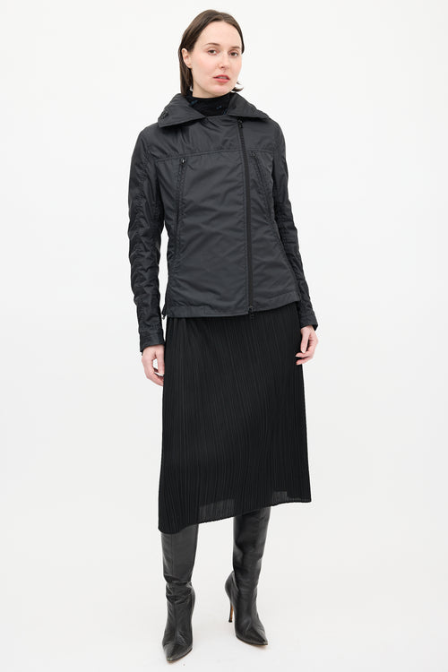 Issey Miyake Black Modular Zip Short Trench Jacket