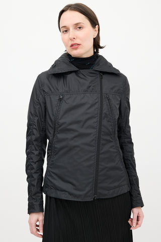 Issey Miyake Black Modular Zip Short Trench Jacket