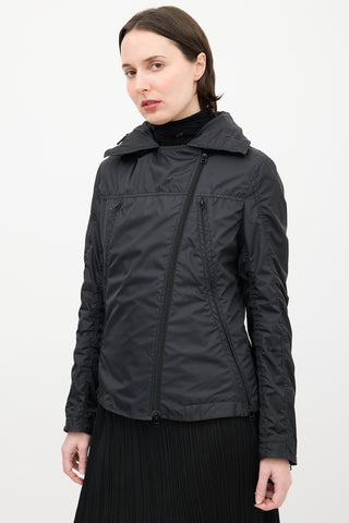 Issey Miyake Black Modular Zip Short Trench Jacket