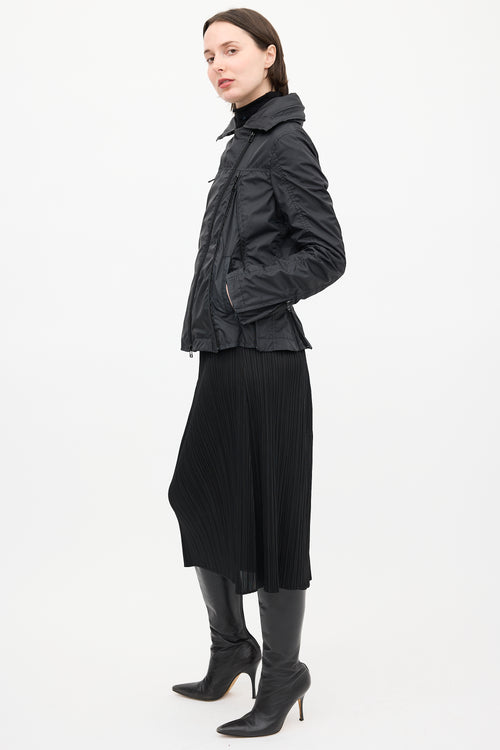 Issey Miyake Black Modular Zip Short Trench Jacket