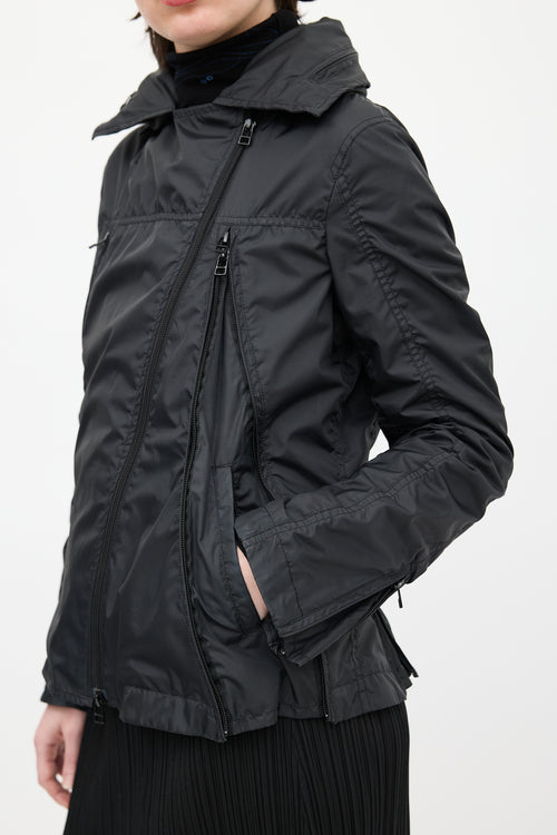 Issey Miyake Black Modular Zip Short Trench Jacket