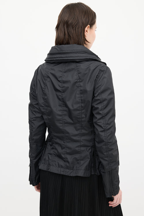 Issey Miyake Black Modular Zip Short Trench Jacket