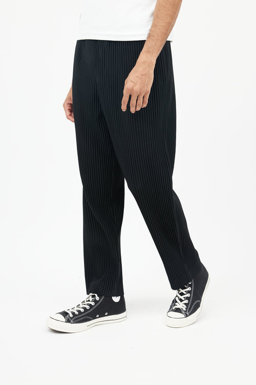 Issey Miyake Black Pleated Side Pocket Trousers