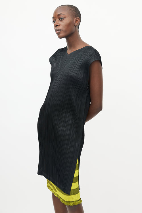 Issey Miyake Black V Neck Pleats Please Dress