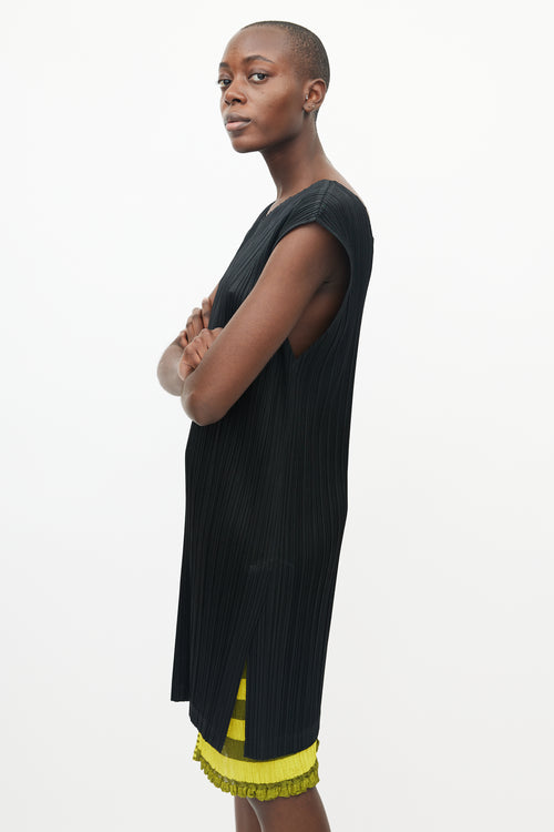 Issey Miyake Black V Neck Pleats Please Dress