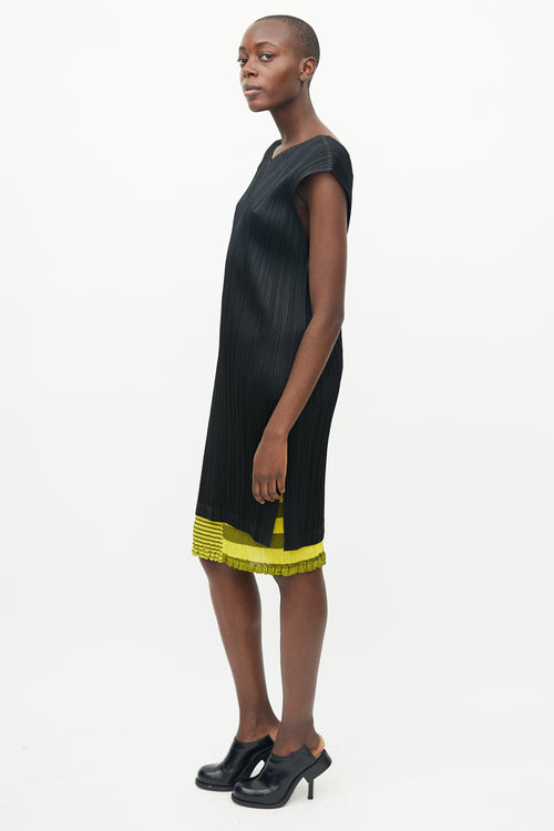 Issey Miyake Black V Neck Pleats Please Dress