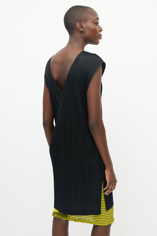 Issey Miyake Black V Neck Pleats Please Dress