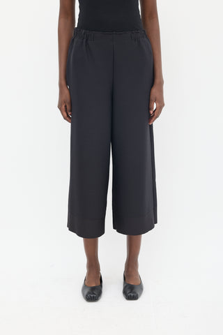 Issey Miyake Black Ribbed Wide Leg Pant