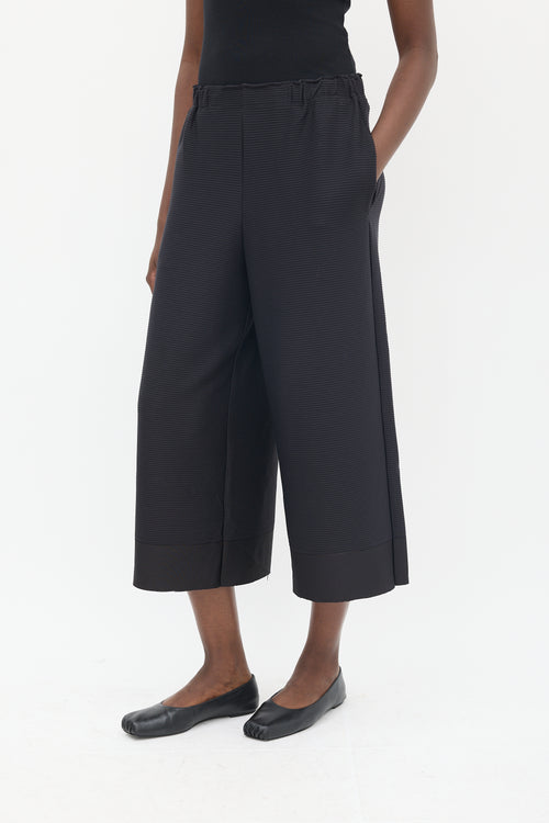 Issey Miyake Black Ribbed Wide Leg Pant