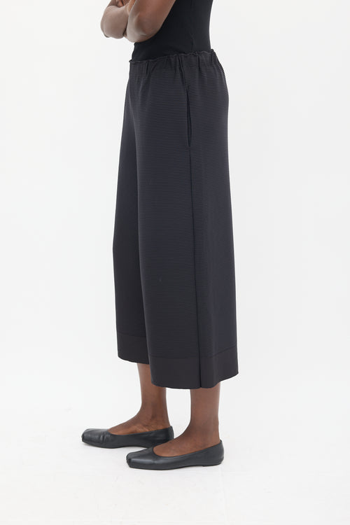 Issey Miyake Black Ribbed Wide Leg Pant