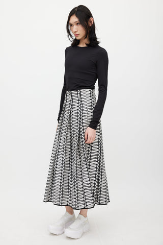 Issey Miyake Black 
White Geometric Skirt