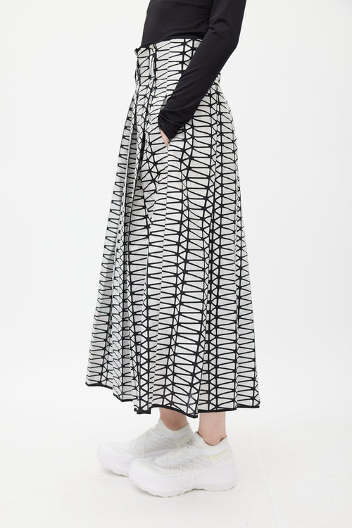 Issey Miyake Black 
White Geometric Skirt