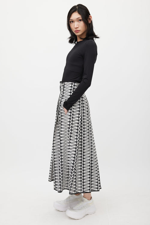 Issey Miyake Black 
White Geometric Skirt