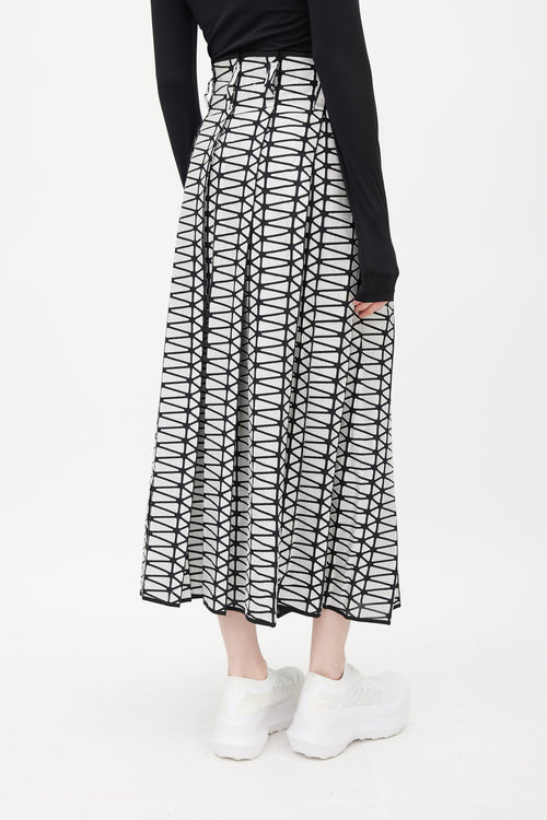 Issey Miyake Black 
White Geometric Skirt