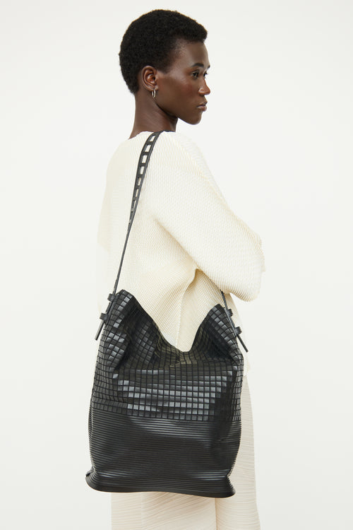 Issey Miyake Black Mixed Media Bag