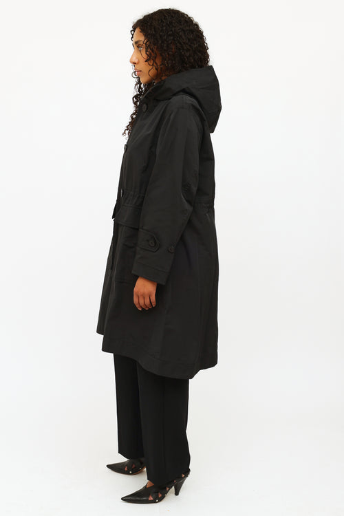 Issey Miyake Black Hooded Button Up Coat