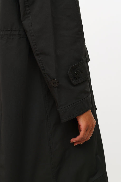 Issey Miyake Black Hooded Button Up Coat