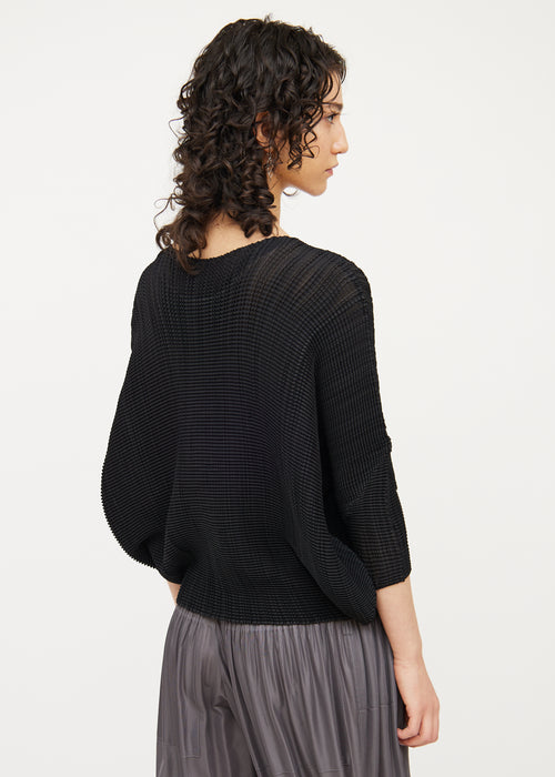 Issey Miyake Black Pleated Drop Shoulder Cardigan