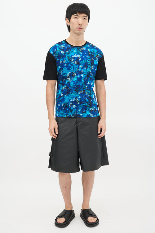 Issey Miyake Blue 
Black Dye Printed T-Shirt