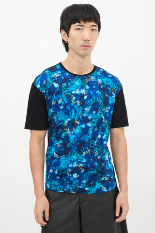 Issey Miyake Blue 
Black Dye Printed T-Shirt