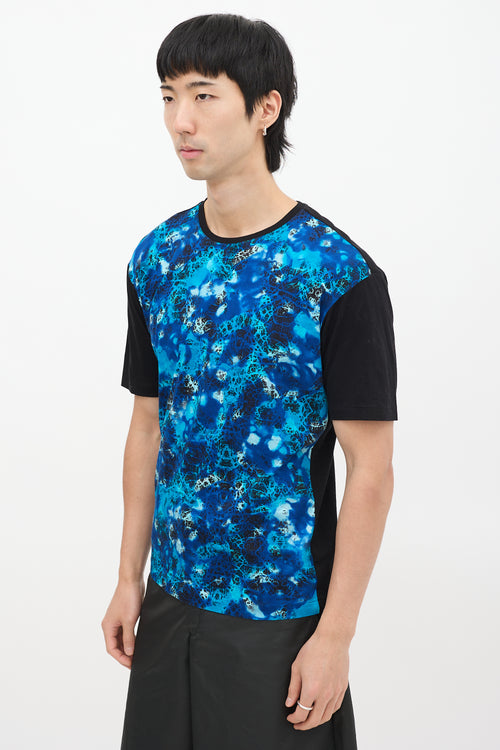 Issey Miyake Blue 
Black Dye Printed T-Shirt