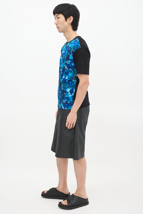 Issey Miyake Blue 
Black Dye Printed T-Shirt