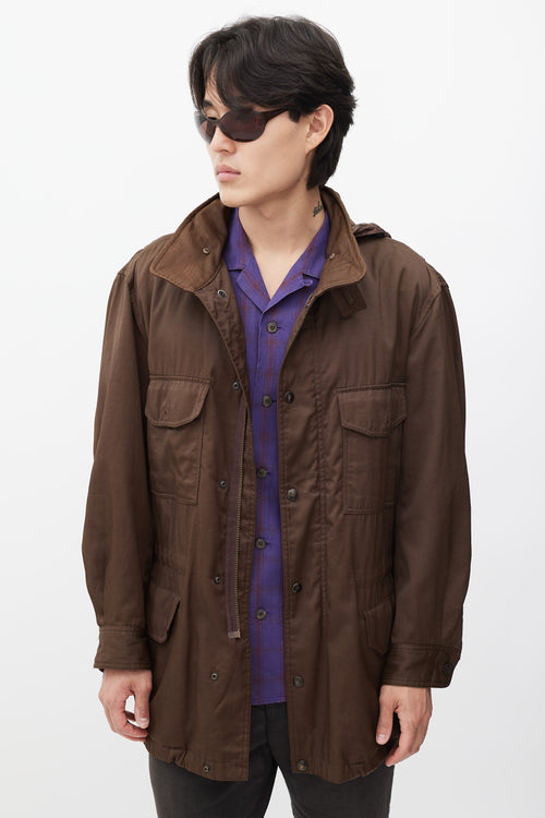 Issey Miyake Brown Hooded Cargo Jacket