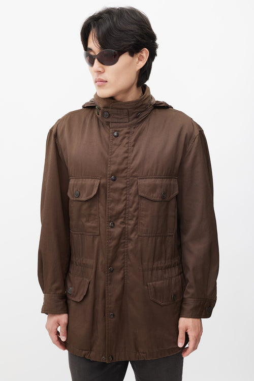 Issey Miyake Brown Hooded Cargo Jacket