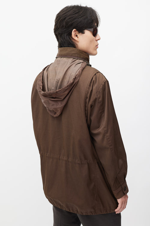 Issey Miyake Brown Hooded Cargo Jacket