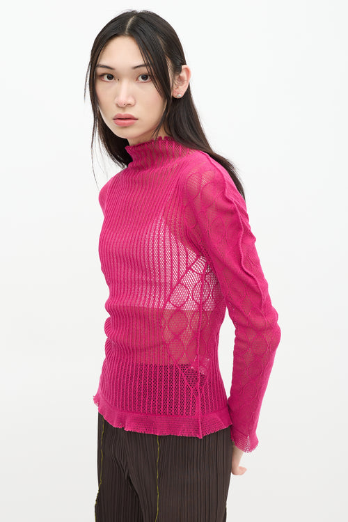 Issey Miyake Fete Pink Mesh Net Top