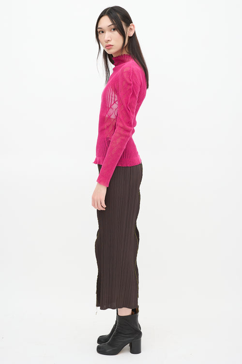 Issey Miyake Fete Pink Mesh Net Top