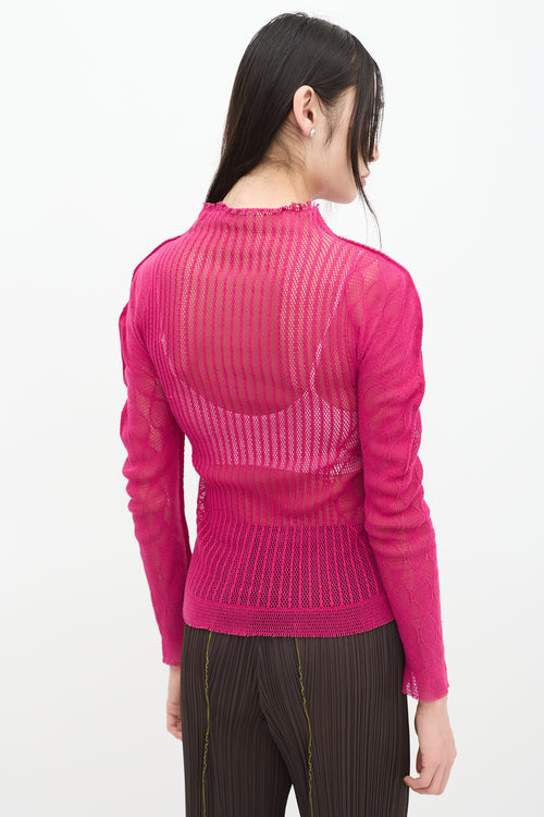 Issey Miyake Fete Pink Mesh Net Top