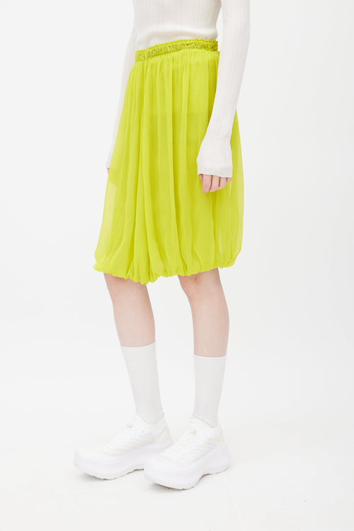 Issey Miyake Green Gathered Skirt