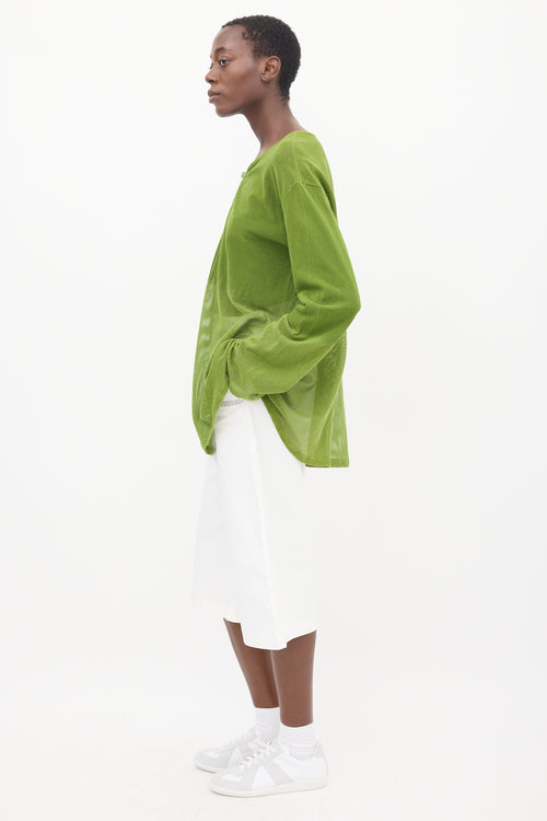 Issey Miyake Green Two Tone Mesh Tunic Top