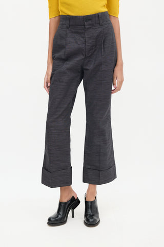 Issey Miyake Grey Metallic Pleated Trouser