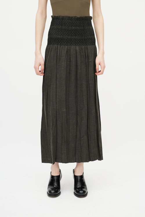 Issey Miyake Grey Pleated Midi Skirt