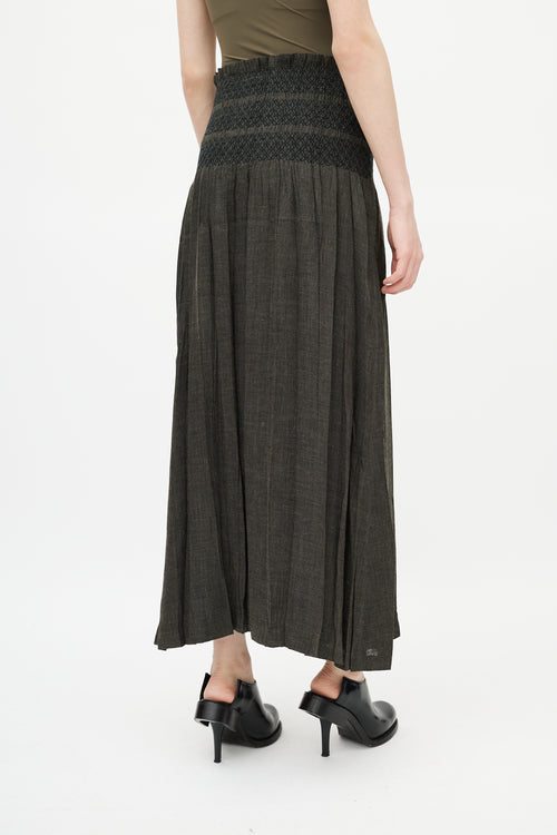 Issey Miyake Grey Pleated Midi Skirt