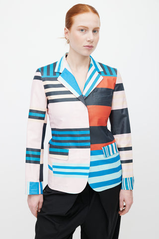 Issey Miyake Multicolour Colour Block Stripe Blazer