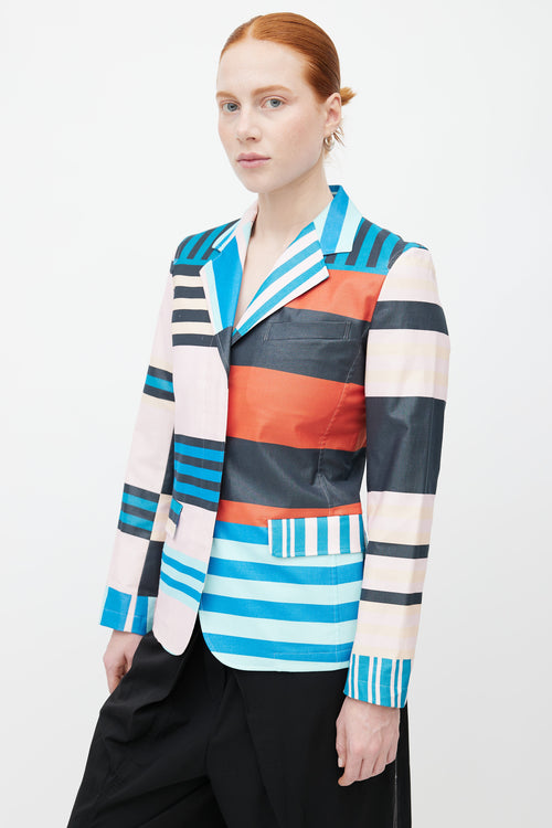 Issey Miyake Multicolour Colour Block Stripe Blazer