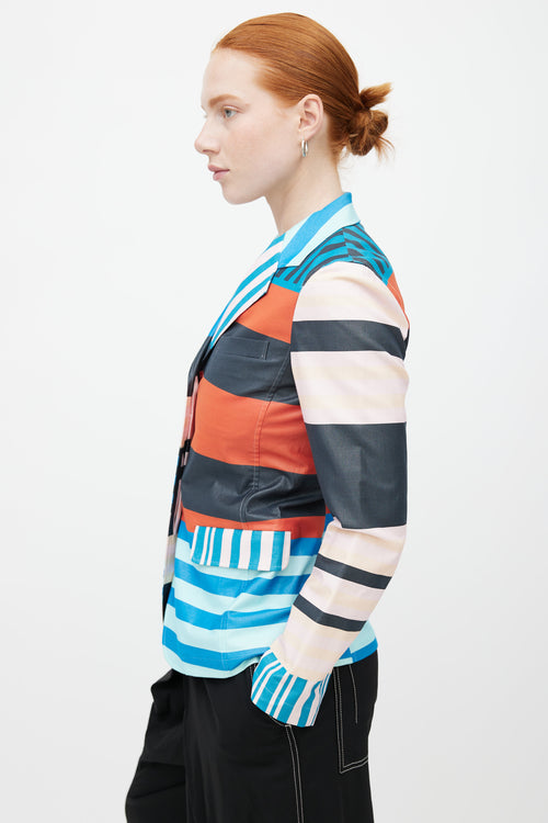 Issey Miyake Multicolour Colour Block Stripe Blazer