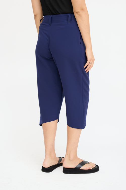 Issey Miyake Navy Pleated Cropped Trouser