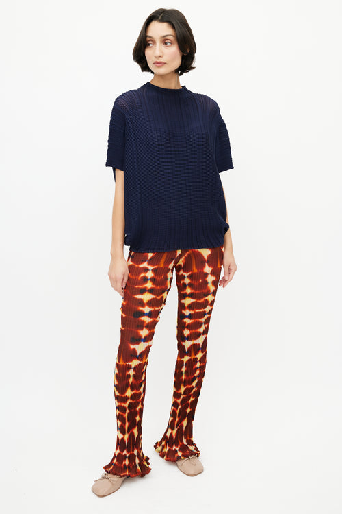 Issey Miyake Navy Twist Pleated Top