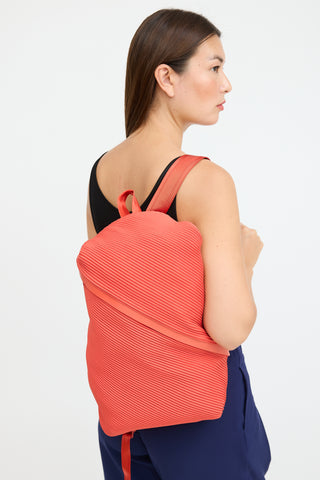 Pleats Please Issey Miyake Orange Bias Pleated Backpack