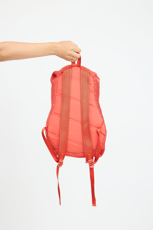 Pleats Please Issey Miyake Orange Bias Pleated Backpack