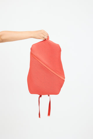 Pleats Please Issey Miyake Orange Bias Pleated Backpack